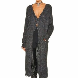 R13 Gray Distressed Long Cardigan